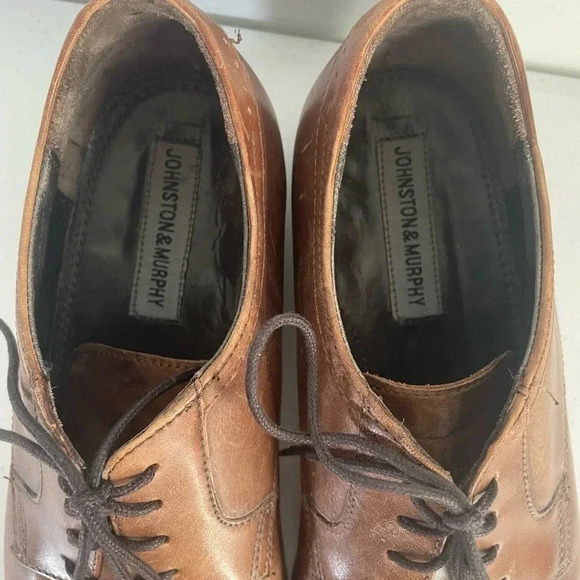 Johnston & Murphy Novick Brown Cap Toe Lace Up men’s leather dress shoes 8.5 GUC - Picture 5 of 8